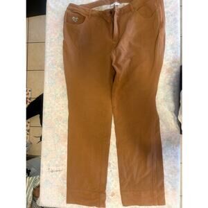 Quacker Factory Dream Jeans Plus Size Pants 20WT Brown Cream